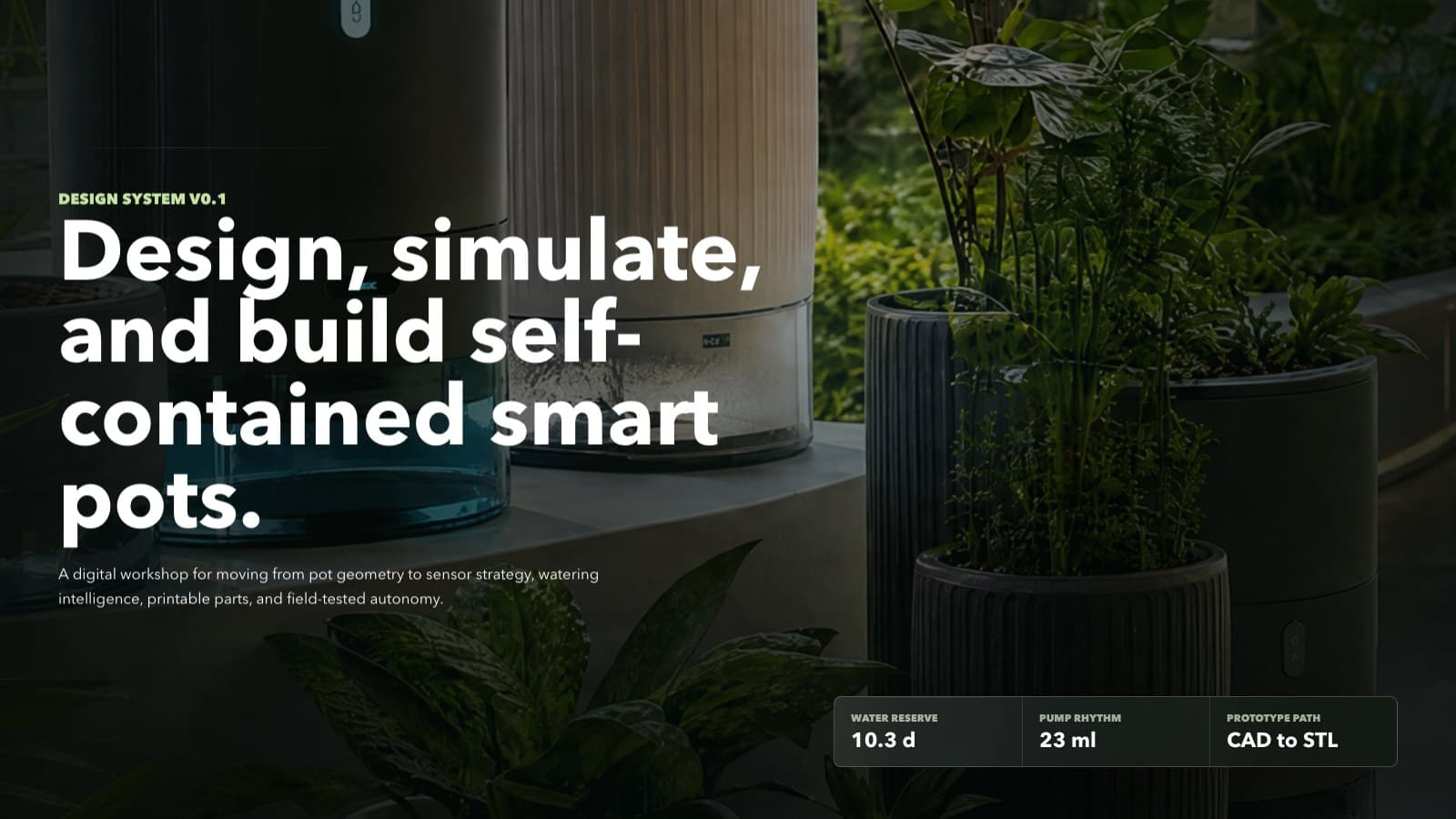 Self contained smart plant pot studio interface